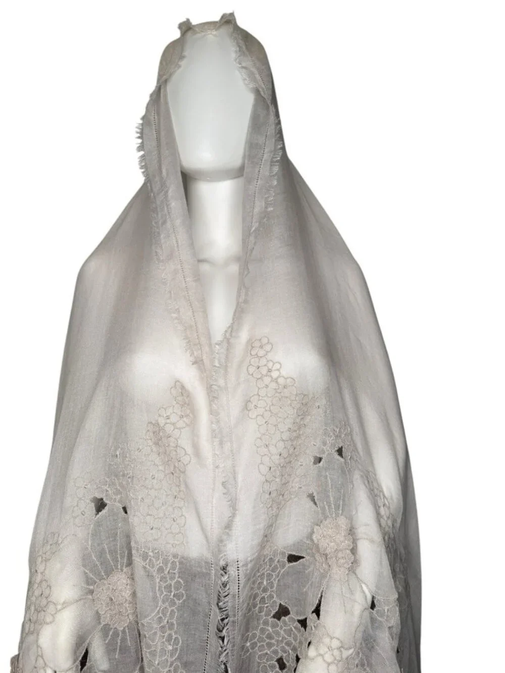 Valentino Garavani XL dusty pink rose Floral 3D Cashmere Fringe Scarf